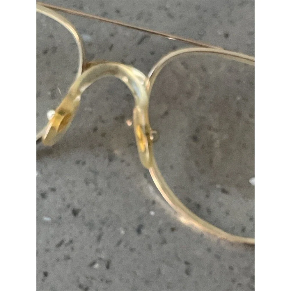Vintage Italy Aviator Eyeglasses Frames ONLY Red Gold Platinum 135 Full Rim